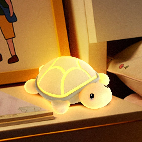 Schildkröte Nachtlicht Silikon aufladbar – Tippbedienung, 7 Farben, 30-Min-Timer | LED Bettlampe