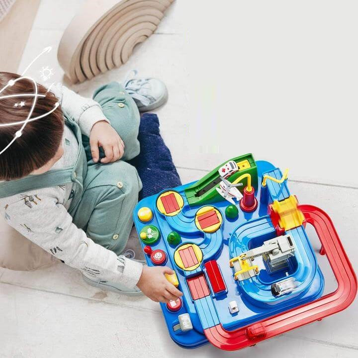 2-in-1 Auto-Abenteuerbahn für Kinder – Pädagogisches Spielzeug mit Hindernissen & Fahrzeugen | AdventureWheels Track Set