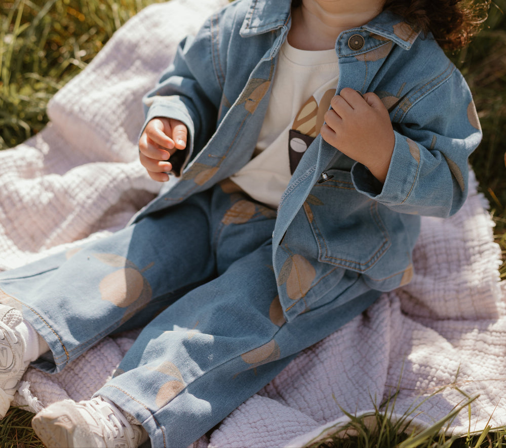 Kinder-Jeansjacke mit Zitronenprint – Blaues Denim-Jacke 0-8 Jahre | Bequem & Unisex