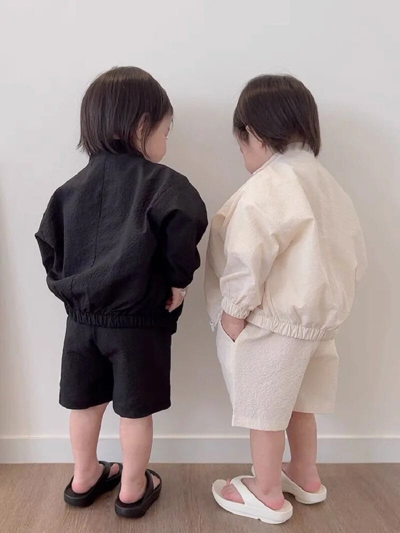 Trendiges Kinder-Bomber Outfit – Baby, Kleinkind, Kinder, Schwarz/Weiß, Baumwolle, Größe 0–5 Jahre