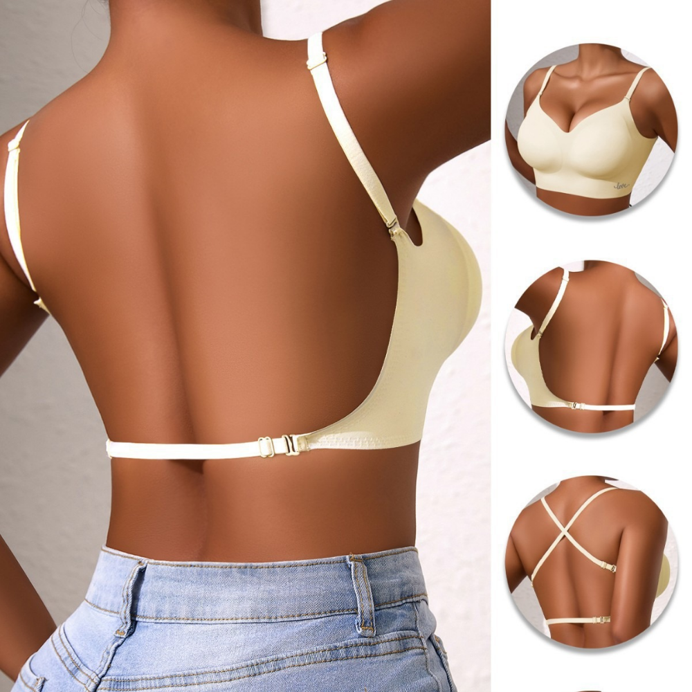 Nahtloser BH mit tiefem Rücken – Multiway-Träger, V-Ausschnitt, Nylon | rückenfreier Büstenhalter
