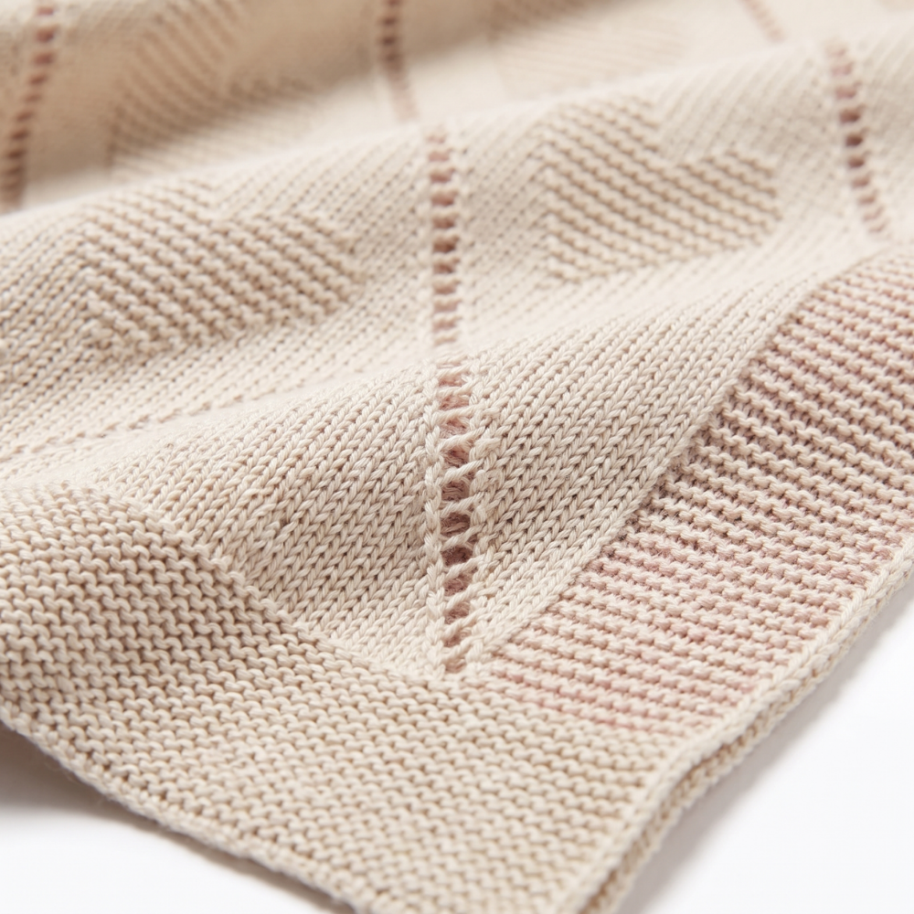 Gestrickte Babydecke 100 % Baumwolle – atmungsaktiv, ganzjährig, auch als Pucktuch | Kuscheldecke