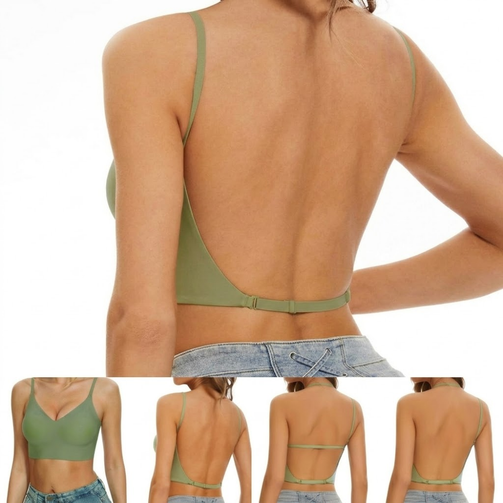 Nahtloser BH mit tiefem Rücken – Multiway-Träger, V-Ausschnitt, Nylon | rückenfreier Büstenhalter