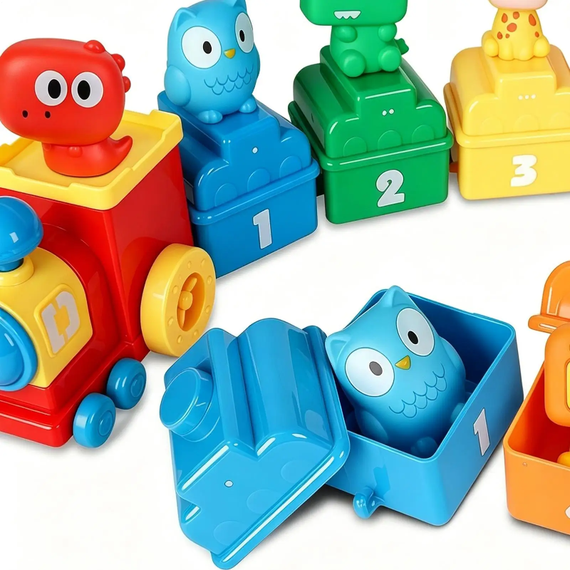 Lern-Tierzug mit Zahlen – Montessori-Spielset mit Fingerpüppchen
