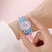 Kinderuhr mit Einhorn und analogen Zeigern – Quarzwerk, PVC-Armband, Uhr lesen lernen | Armbanduhr