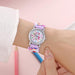 Kinderuhr mit Einhorn und analogen Zeigern – Quarzwerk, PVC-Armband, Uhr lesen lernen | Armbanduhr