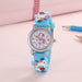 Kinderuhr mit Einhorn und analogen Zeigern – Quarzwerk, PVC-Armband, Uhr lesen lernen | Armbanduhr