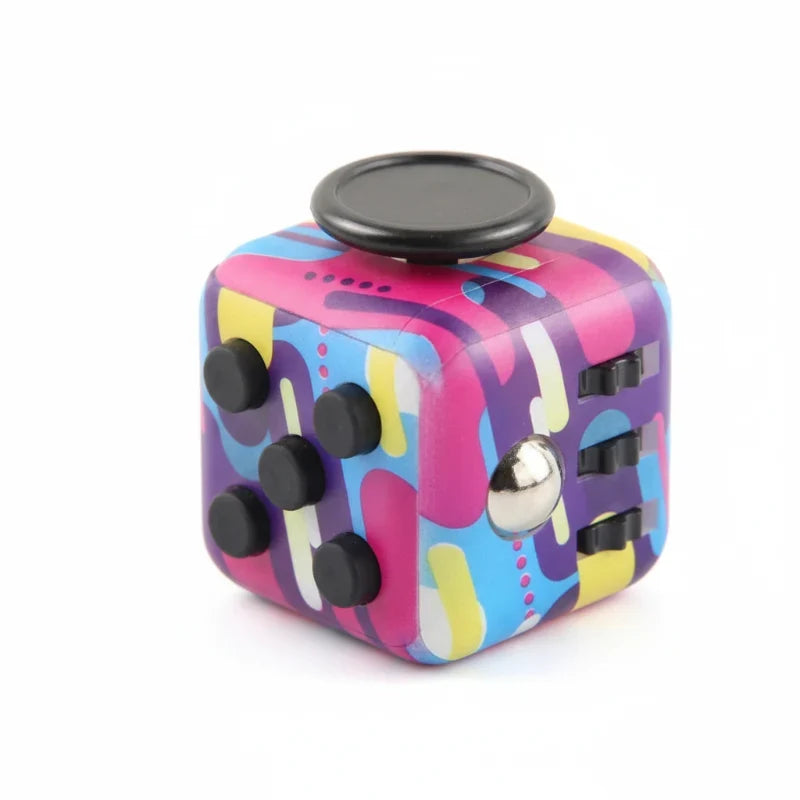 Fidget Cube mit 6 taktilen Seiten – leise Klickknöpfe, Stahlkugel, Taschenformat | Handspielzeug