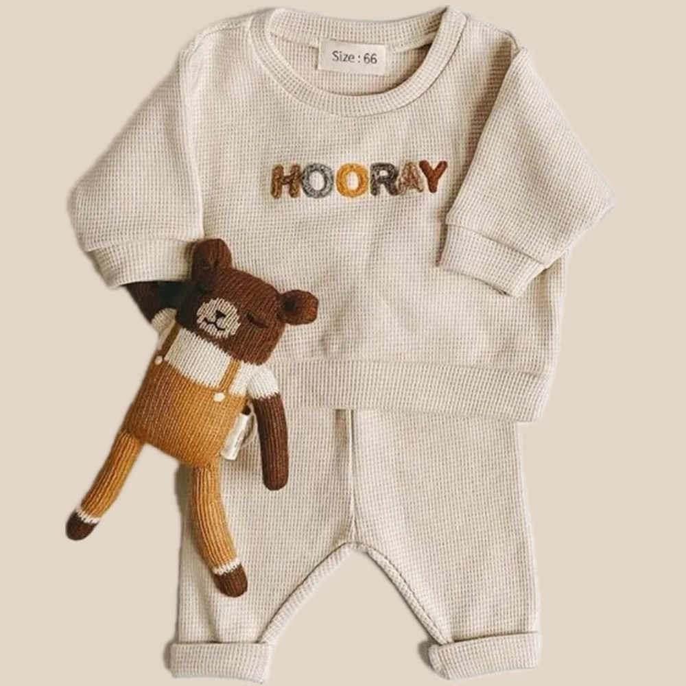 Set Pullover und Hose aus Waffelstoff – Hooray! Unisex, Baumwolle, Größe 0–3 Jahre