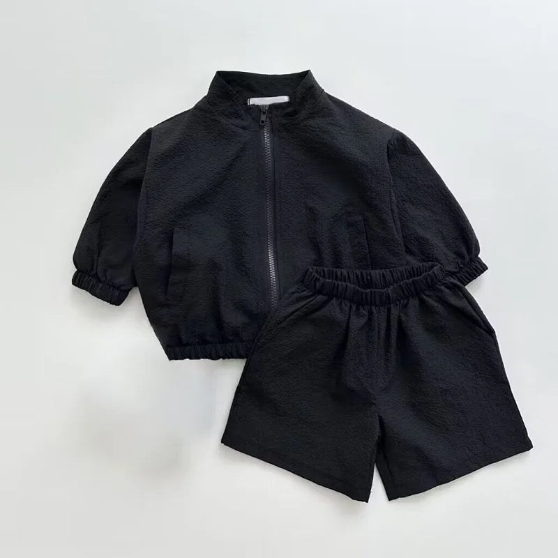 Trendiges Kinder-Bomber Outfit – Baby, Kleinkind, Kinder, Schwarz/Weiß, Baumwolle, Größe 0–5 Jahre