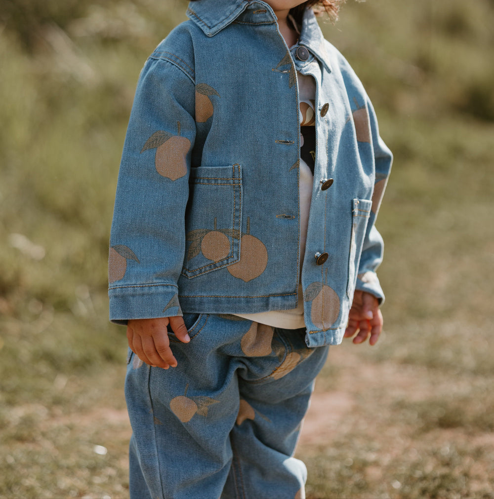 Kinder-Jeansjacke mit Zitronenprint – Blaues Denim-Jacke 0-8 Jahre | Bequem & Unisex