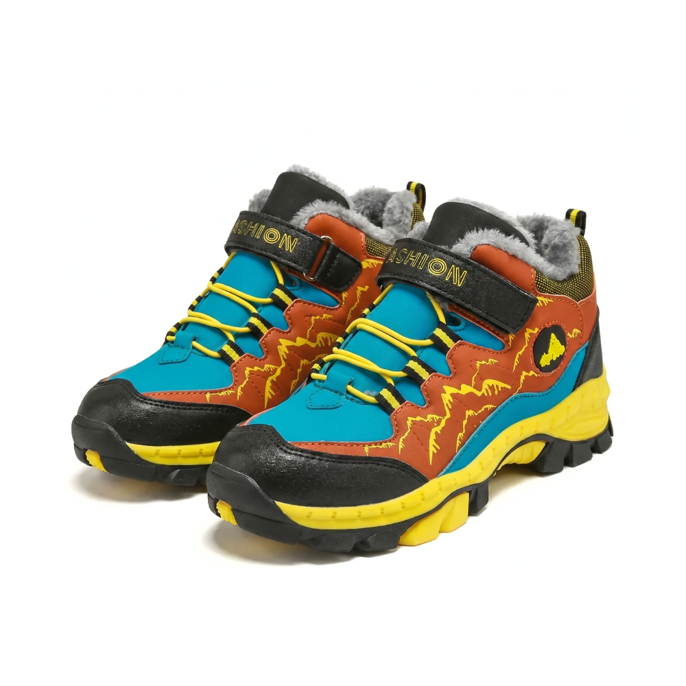 Wanderschuhe Kinder wasserdichtes Leder – gefüttert, rutschfeste Sohle, warm | Outdoorschuhe