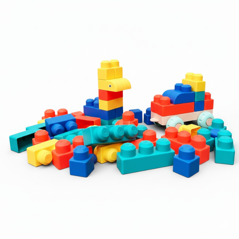 Weiche Bausteine aus Gummi für Babys – großes Format, sensorisch | Bauspielzeug