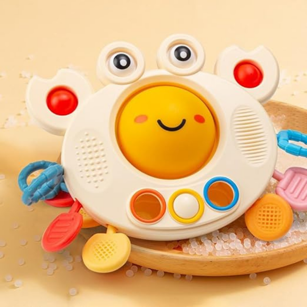Baby Zugseil Spielzeug Silikon | SensyCrab Motorik Trainer 0–4 Jahre