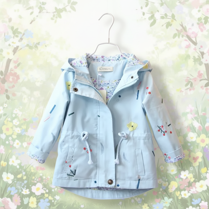 Windjacke für Mädchen mit robustem Reißverschluss – Baumwollmix | Übergangsjacke