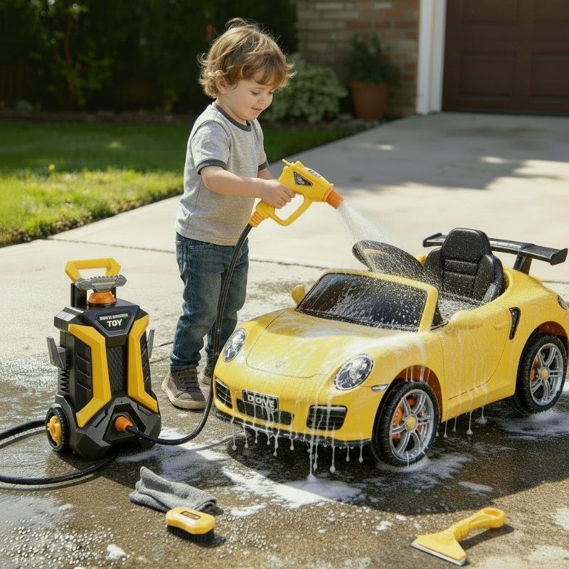 Autowaschanlage-Spielset für Kinder – Funktionierender Wassersprüher & fantasievolles Rollenspiel