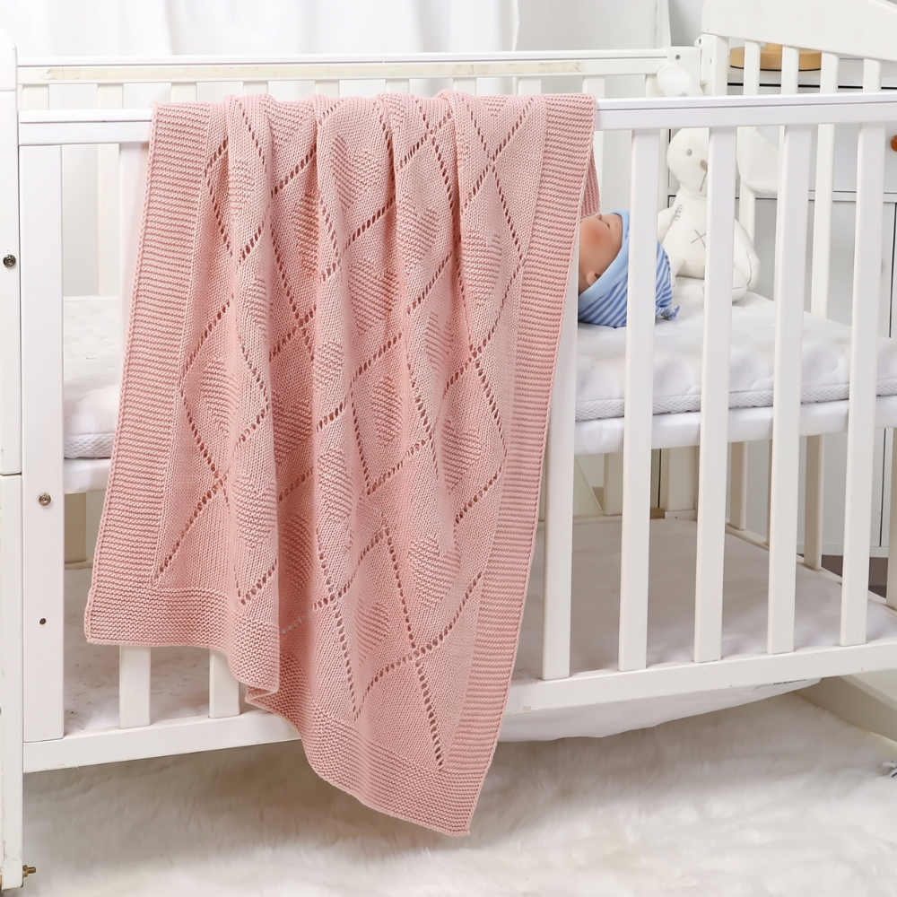 Gestrickte Babydecke 100 % Baumwolle – atmungsaktiv, ganzjährig, auch als Pucktuch | Kuscheldecke