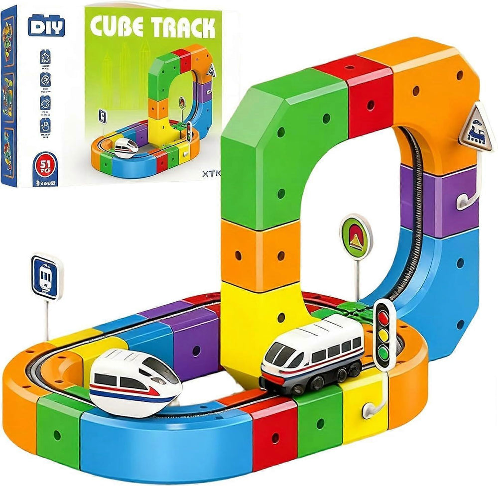Magnetische Zugstrecke zum Selberbauen – 51 oder 81 Teile, USB-Zug | Konstruktionsspielzeug