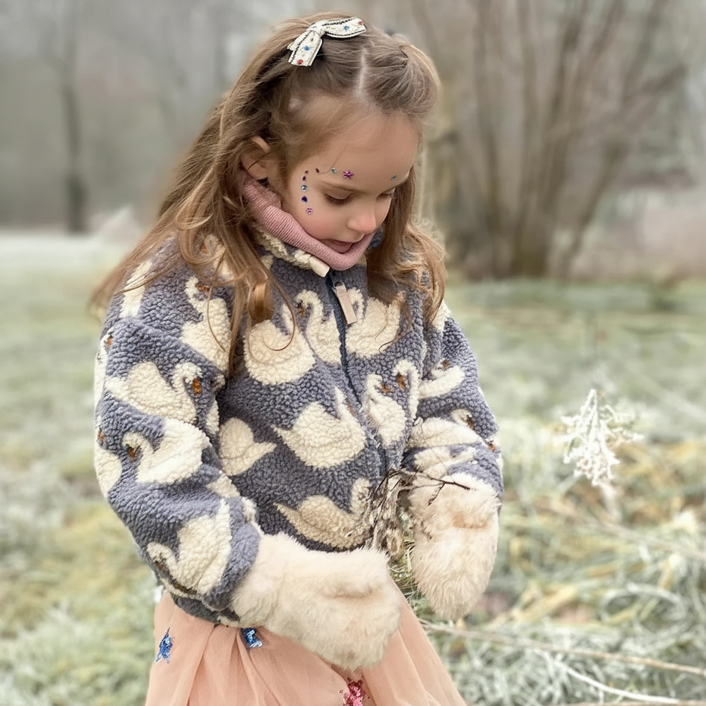 Kinderkleidung aus Teddyfleece mit Print – Jacke, Weste oder Hose, Reißverschluss | Berberfleece