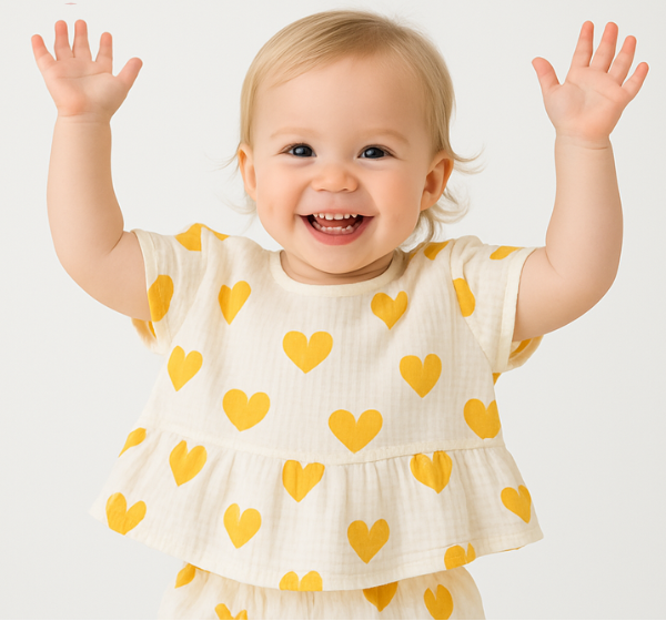 HeartBreeze Sommer-Set für Mädchen – Bequeme Baumwollset mit Herzchenmuster (0–5 Jahre)