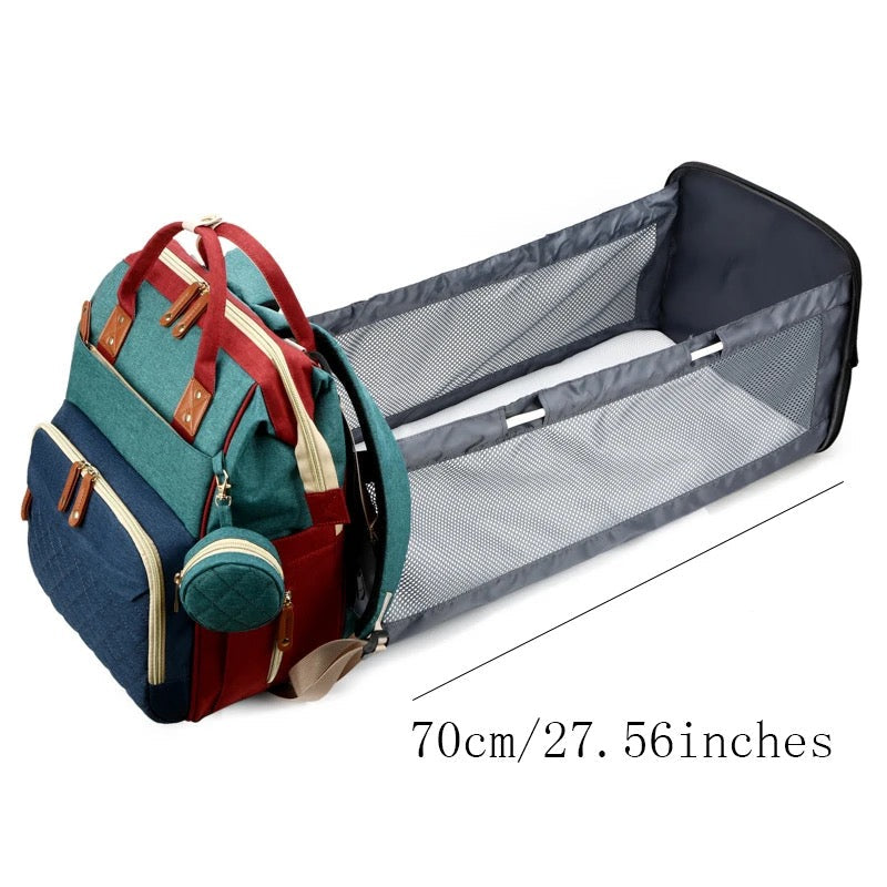 2-in-1 Wickeltasche mit ausklappbarem Babybett – Ideal für unterwegs & Reisen | TravelNest