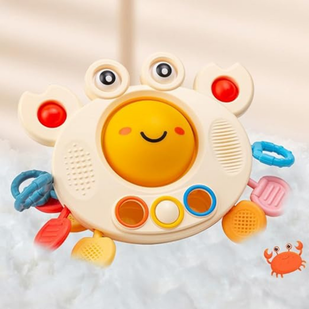 Baby Zugseil Spielzeug Silikon | SensyCrab Motorik Trainer 0–4 Jahre