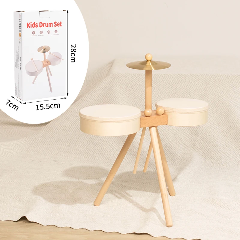Holz-Schlagzeug mit Becken und Xylofon – 5 Instrumente, Buchenholz | Musikspielzeug