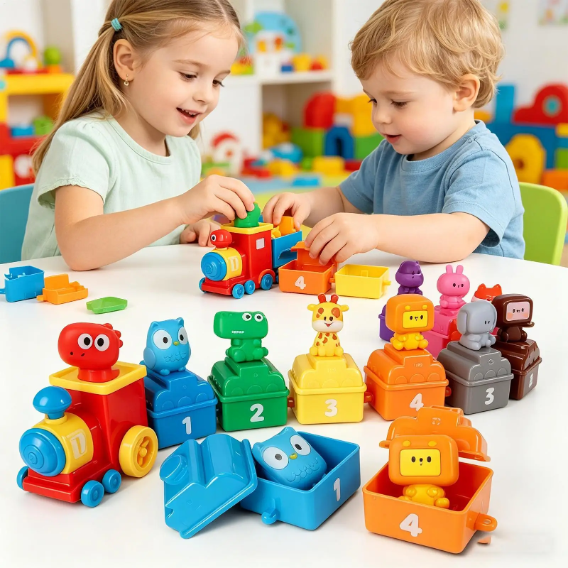 Lern-Tierzug mit Zahlen – Montessori-Spielset mit Fingerpüppchen
