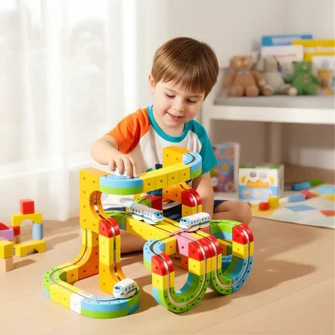 Magnetische Zugstrecke zum Selberbauen – 51 oder 81 Teile, USB-Zug | Konstruktionsspielzeug