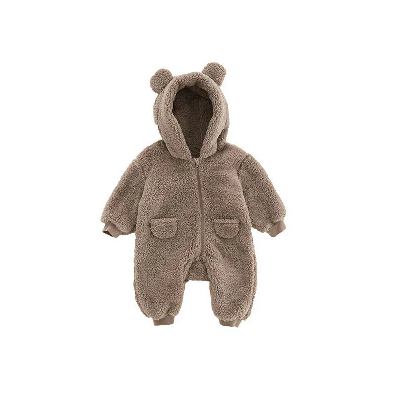 Weiches Fleece Baby-Onesie mit Tierohren – Warmer Winterstrampler für Mädchen & Jungen (0–24 Monate)