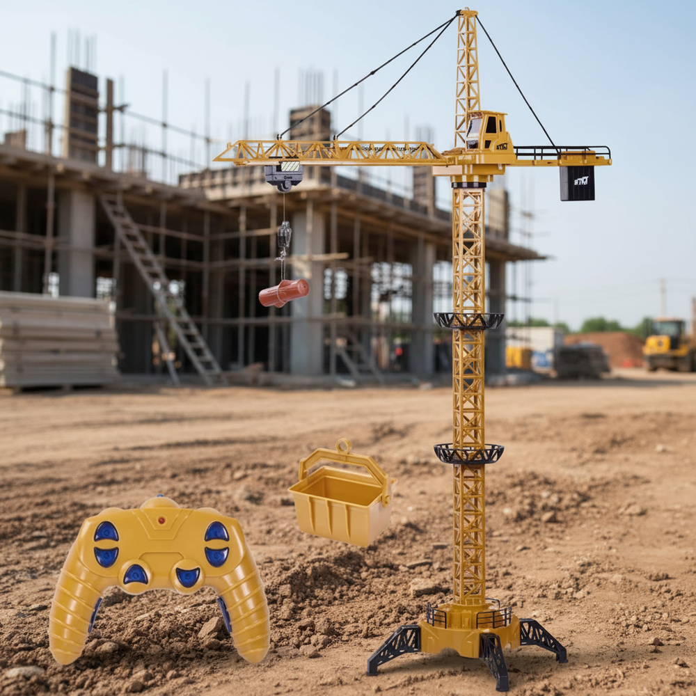 RC-Turmdrehkran Spielzeug in drei Höhen – kabellose Fernbedienung, Hebekorb | ferngesteuerter Kran