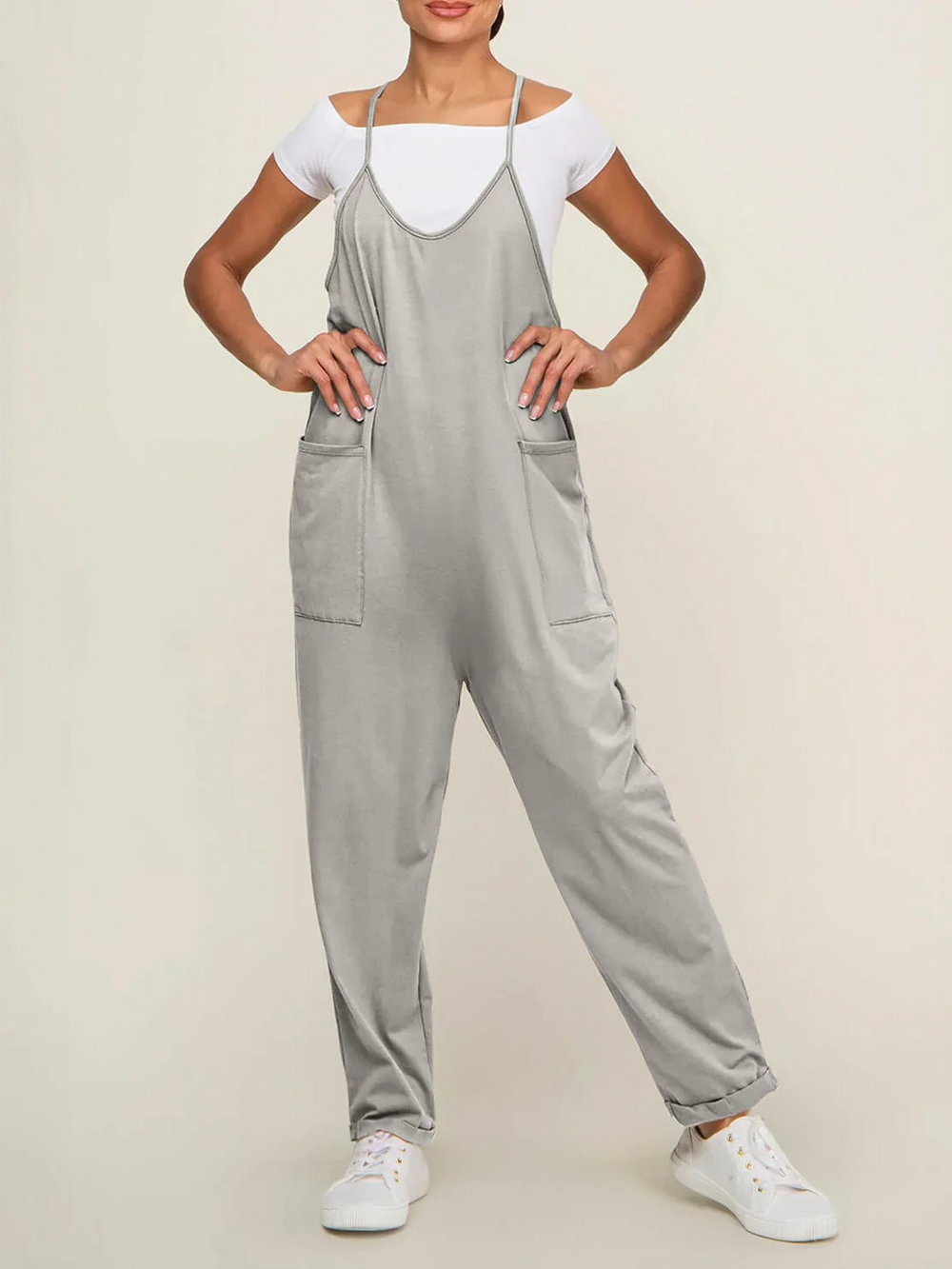 Umstandsjumpsuit mit großen Taschen – lockere Passform, weicher Baumwollmix | Schwangerschaftsmode