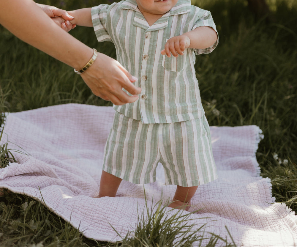 Baby-Sommer-Set 0–3 Jahre – Gestreiftes Shirt & Shorts aus Baumwolle | Unisex Outfit