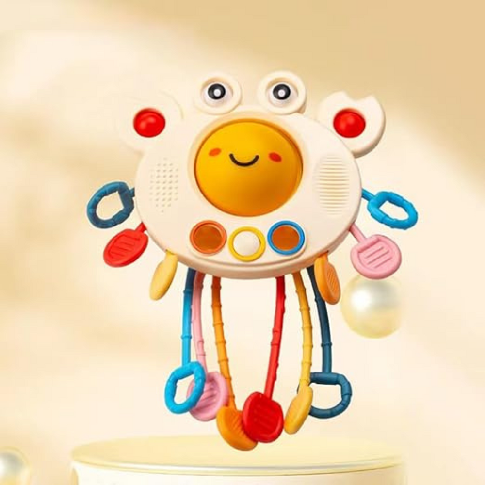 Baby Zugseil Spielzeug Silikon | SensyCrab Motorik Trainer 0–4 Jahre