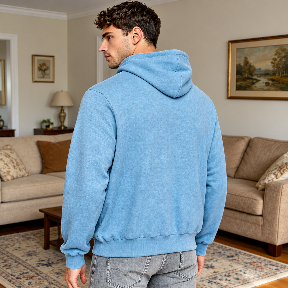 Herren-Hoodie mit Babytasche aus Baumwolle – Kapuze, lange Ärmel, lockere Passform | Papa-Pullover