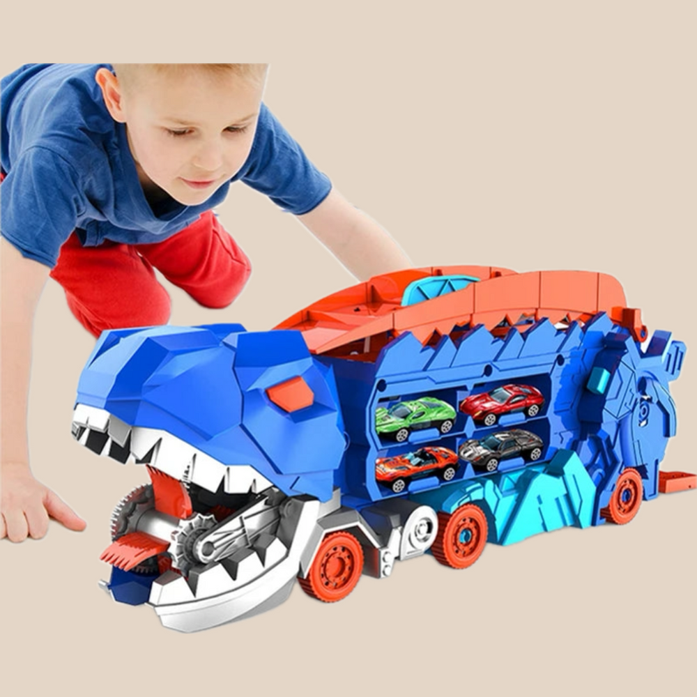 Dino Transporter Auto – Spielzeugtruck für Kinder mit Dinofiguren, Robuster Kunststoff, Kreatives Spiel