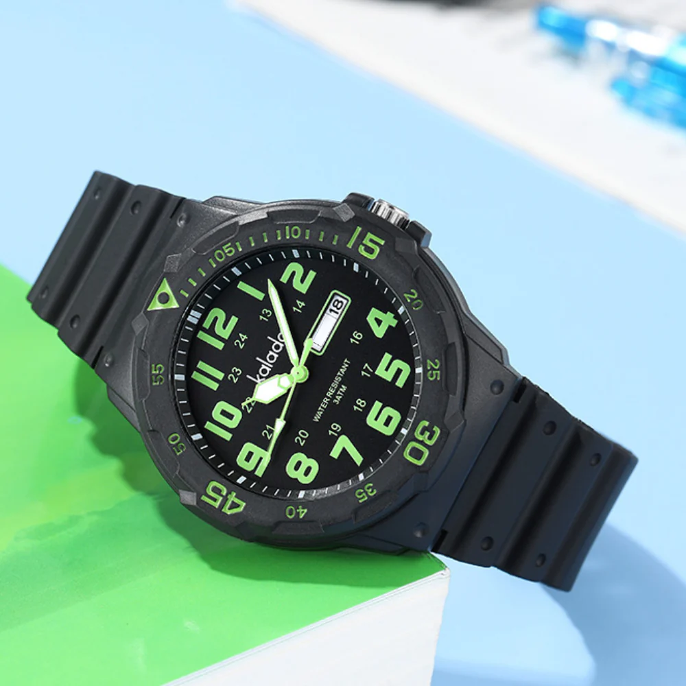 Sportuhr für Kinder analog mit Silikonarmband – große Ziffern, Zahnrad-Lünette | Jungenuhr