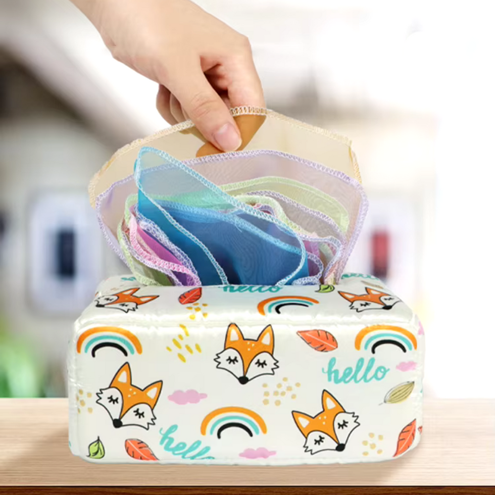 Montessori Spielzeug für Babys – Sensorische Tücherbox mit Stofftüchern | Fördert Entwicklung & Motorik