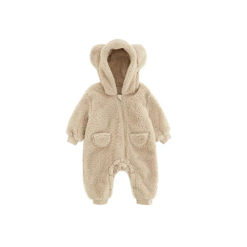 Weiches Fleece Baby-Onesie mit Tierohren – Warmer Winterstrampler für Mädchen & Jungen (0–24 Monate)