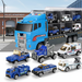 Spielzeug-LKW mit 6 Fahrzeugen, Licht und Sound – Staufächer, Klapprampe | Transporter-Truck