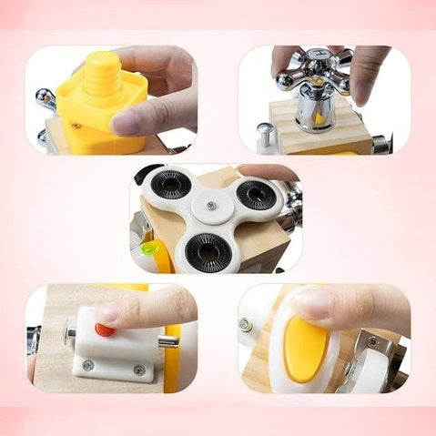 BusyBox Explorer – 7-in-1 Lernspielzeug aus Holz für Kleinkinder | Fördert Motorik und Kognition