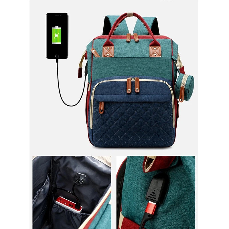 2-in-1 Wickeltasche mit ausklappbarem Babybett – Ideal für unterwegs & Reisen | TravelNest