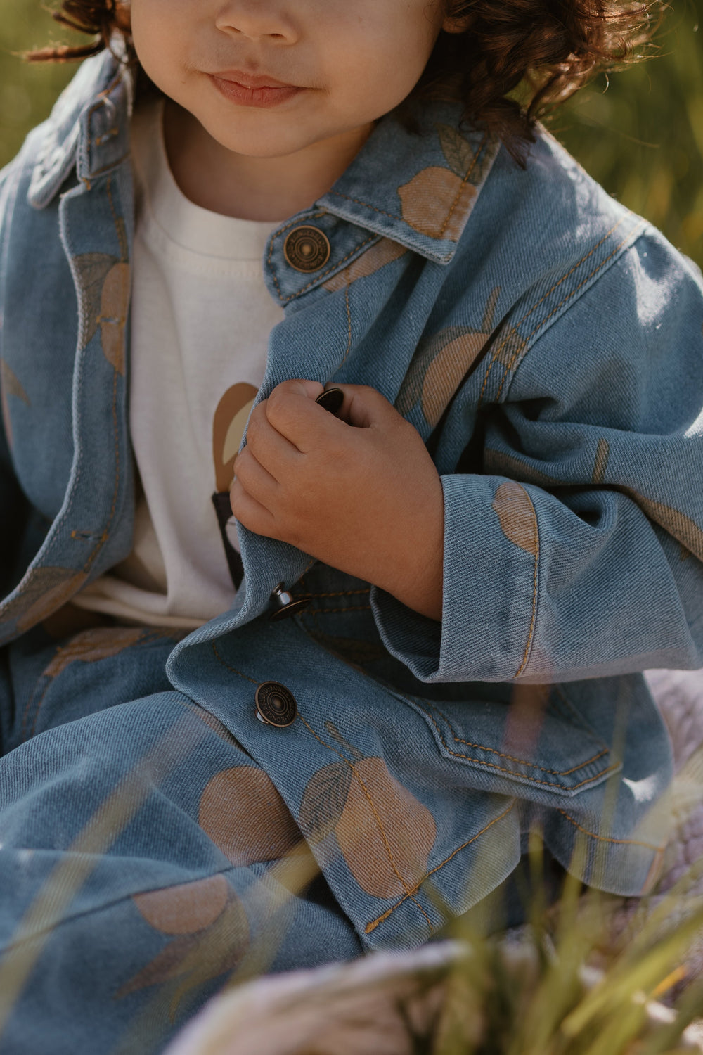 Kinder-Jeansjacke mit Zitronenprint – Blaues Denim-Jacke 0-8 Jahre | Bequem & Unisex