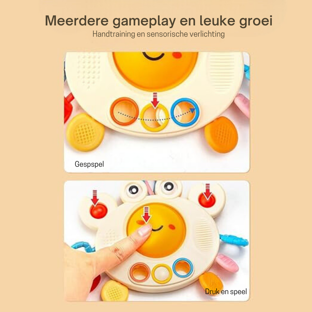 Baby Zugseil Spielzeug Silikon | SensyCrab Motorik Trainer 0–4 Jahre