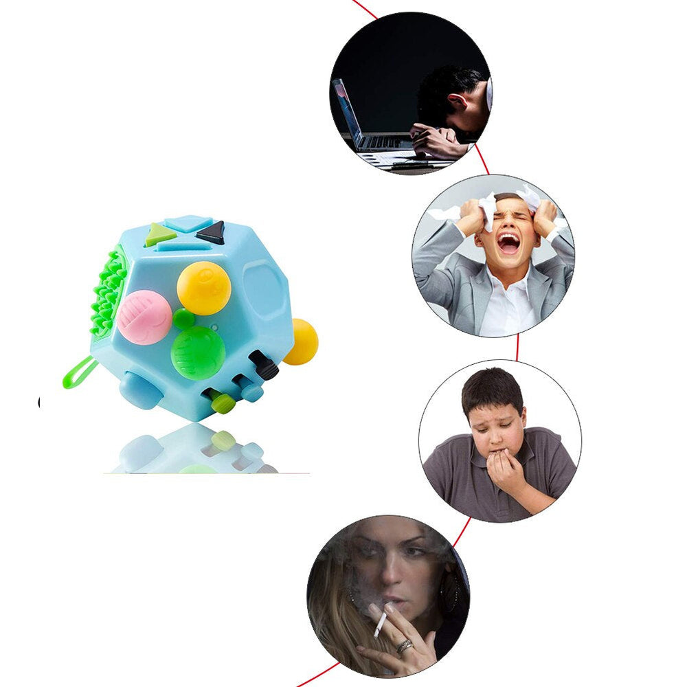 Anti Stress Würfel für Erwachsene & Kinder – Fokus, Ruhe & Konzentration – 12-in-1 Sensorisches Spielzeug