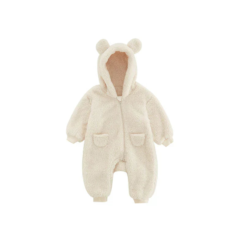 Weiches Fleece Baby-Onesie mit Tierohren – Warmer Winterstrampler für Mädchen & Jungen (0–24 Monate)