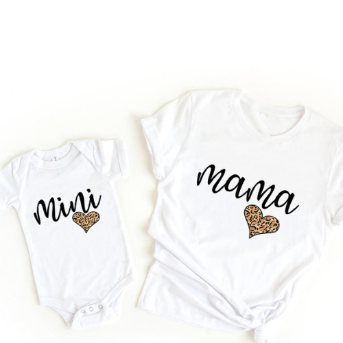 Mama & Tochter Matching Set – Shirt & Strampler Outfit | Regenbogen Print