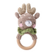 Gehäkelte Rassel mit Holzring Tierfigur – weiches Textil, griffig | Babyspielzeug Geschenk