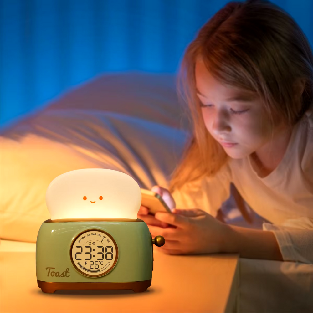 GlowToon Kinderwecker mit Nachtlicht – Wiederaufladbares LED-Licht & Alarm für das Kinderzimmer