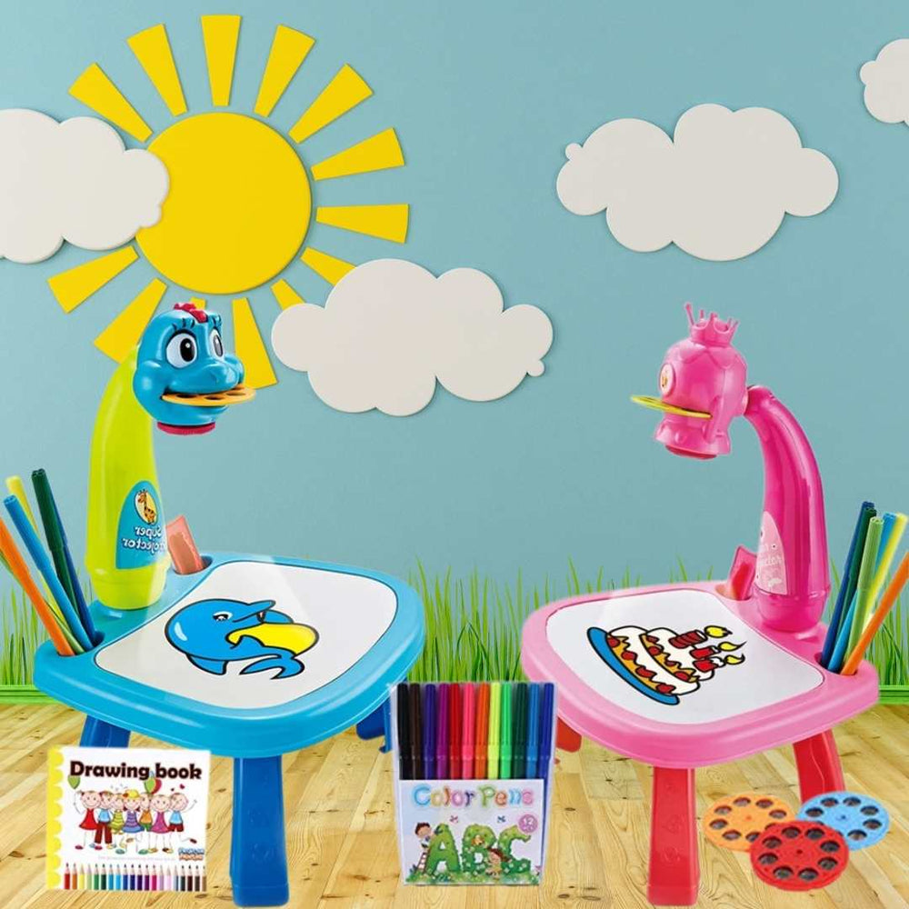 ArtLight Projektions-Zeichentisch für Kinder – Kreatives Zeichenspielzeug für 3+ Jahre mit Projektor und Farbstiften